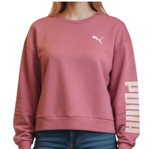 Puma Rose Pink Crewneck Sweatshirt, cropped, oversize, Size Large